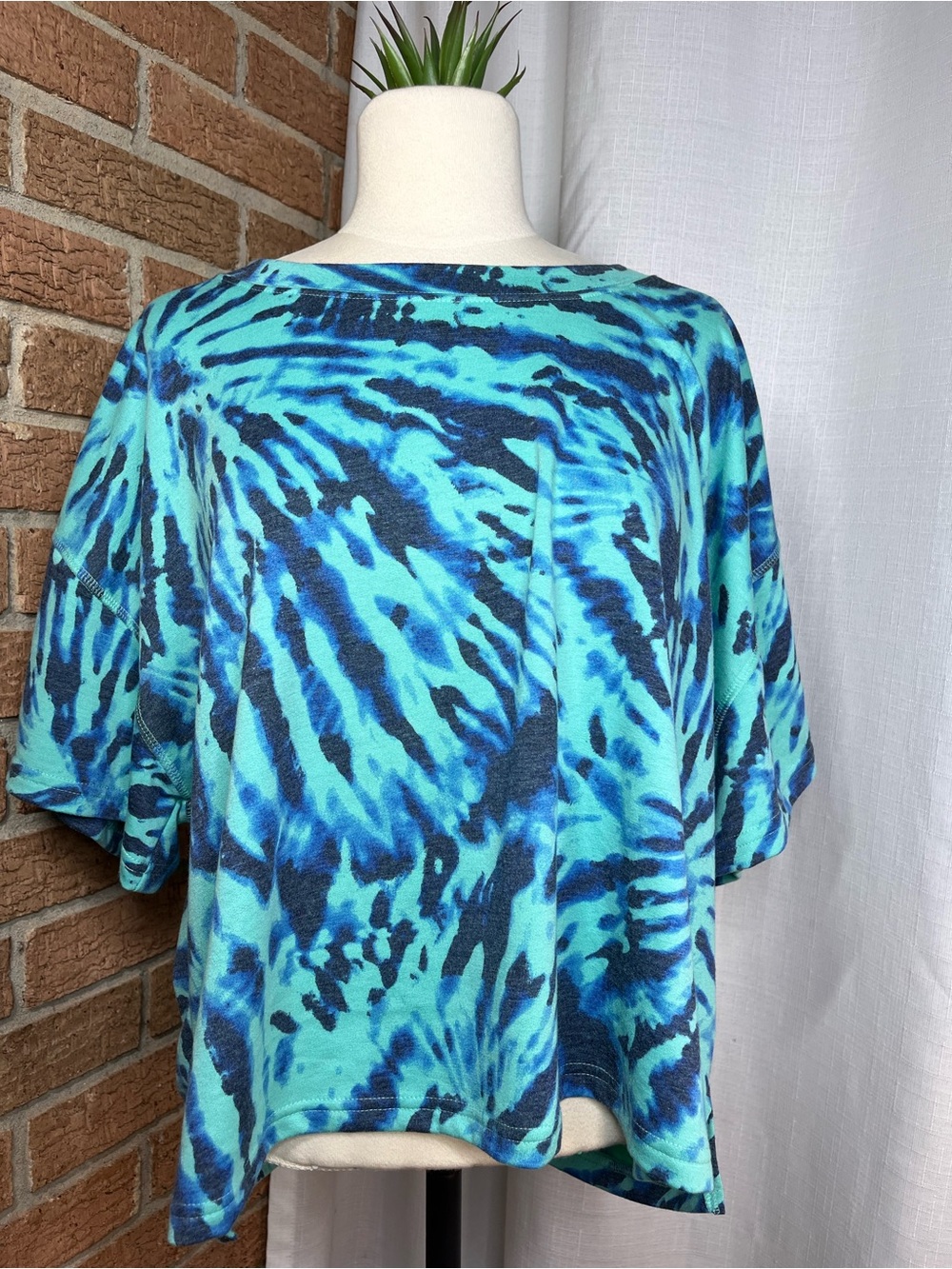 Jenni Intimates XL Aqua Blue Tie Dye French Terry Lounge Top NWOT Beach Cover Up